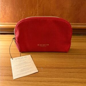 New Coach Fragrance Toiletry Pouch Glitter Red Metallic Fragrance Cosmetic  NWT!